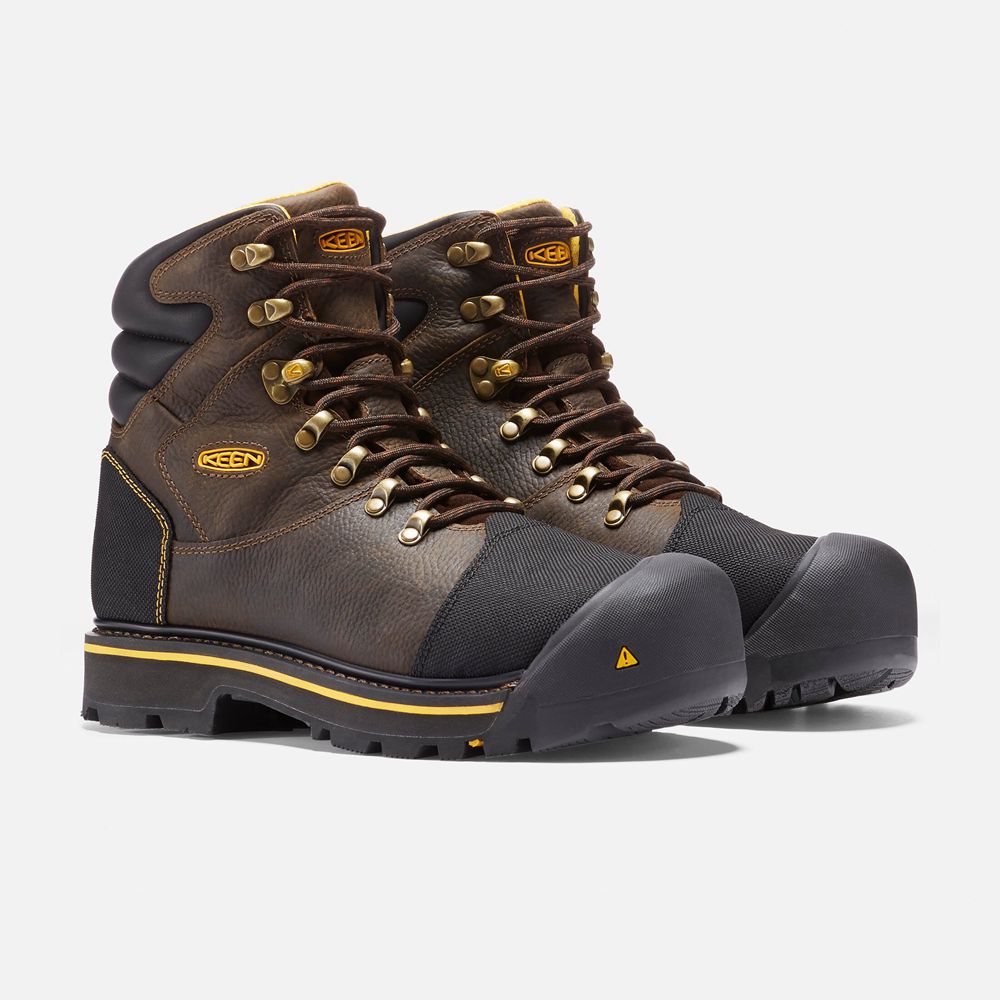 Botas de Trabajo Keen Mexico Marrom/Negros - Hombre Milwaukee 6\" (Steel Toe) - DH4065372